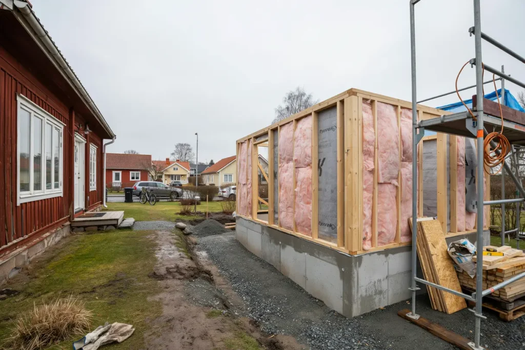 tillbyggnad av villa s planerar du grund stomme isolering och budget r tt